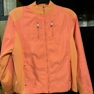 jamie sadock Women's Orange Bomber Jacket with Contrast Panels